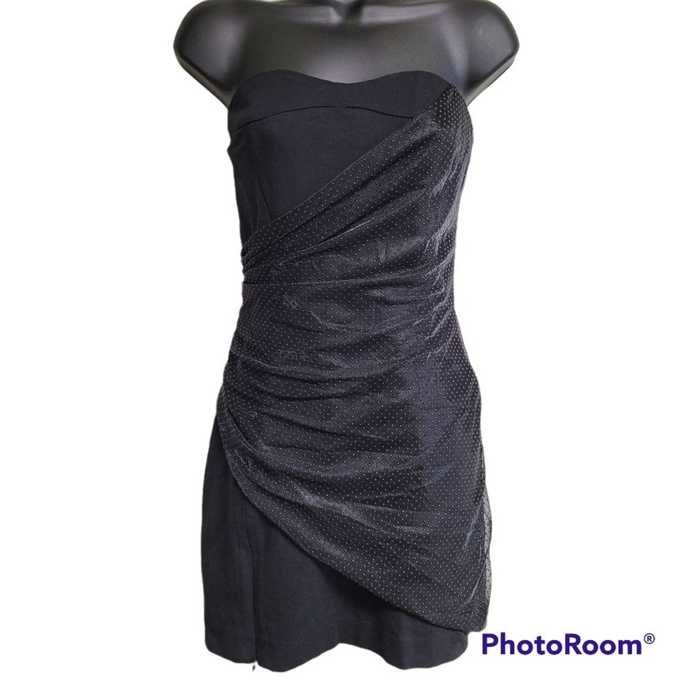 Topshop Black Strapless Draped Cocktail Party Mini Dress Size 6‎